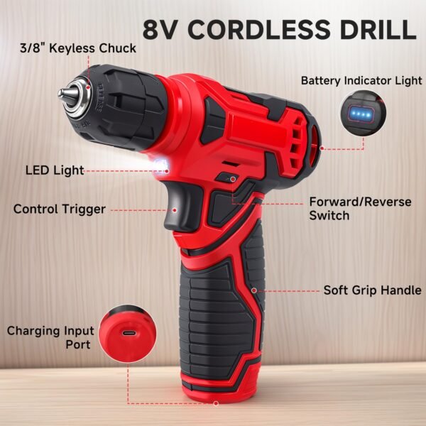 Tool Set - Tool Kit with 8V Cordless Drill - Image 5