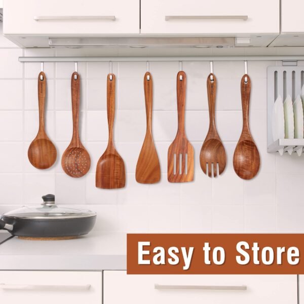 Natural Teak Wooden Kitchen Utensil Set - Image 5
