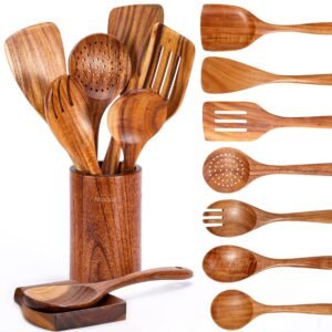 Natural Teak Wooden Kitchen Utensil Set
